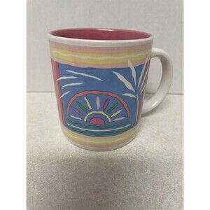 K.I.C. CeramicVintage Coffee Tea Mug   Cup Pink Interior Made in Korea 10 oz